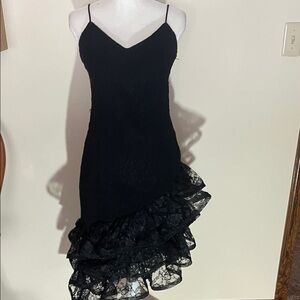 Chic Asymmetrical Black Lace Dress
